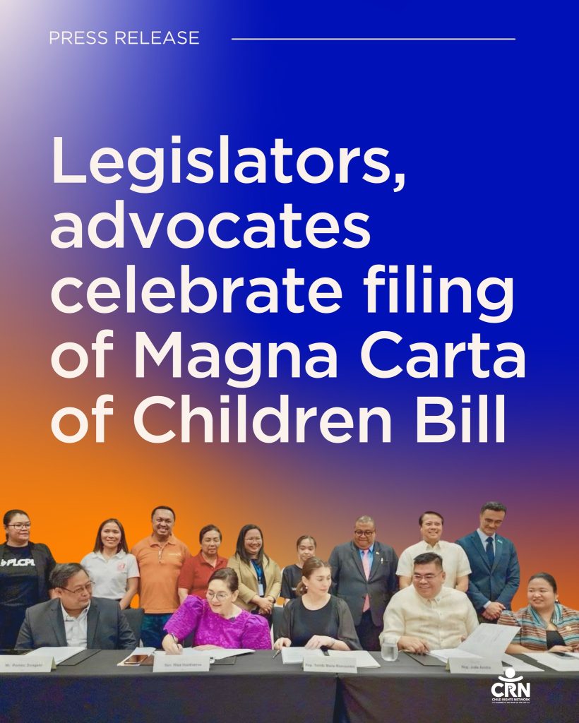 Legislators and advocates celebrate filing of Magna Carta of Children Bill